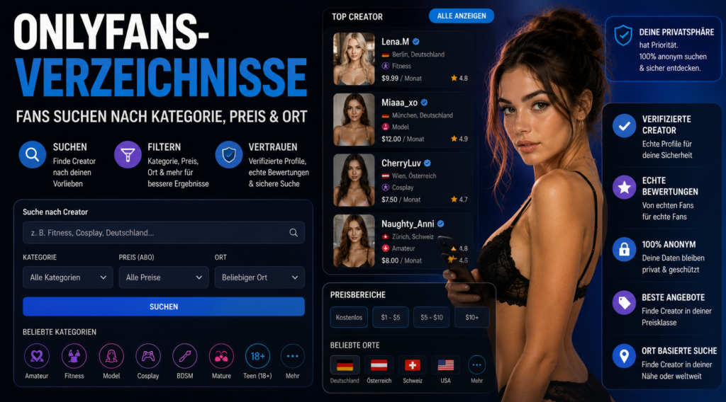 OnlyFans-Verzeichnisse: Fans suchen nach Kategorie, Preis & Ort